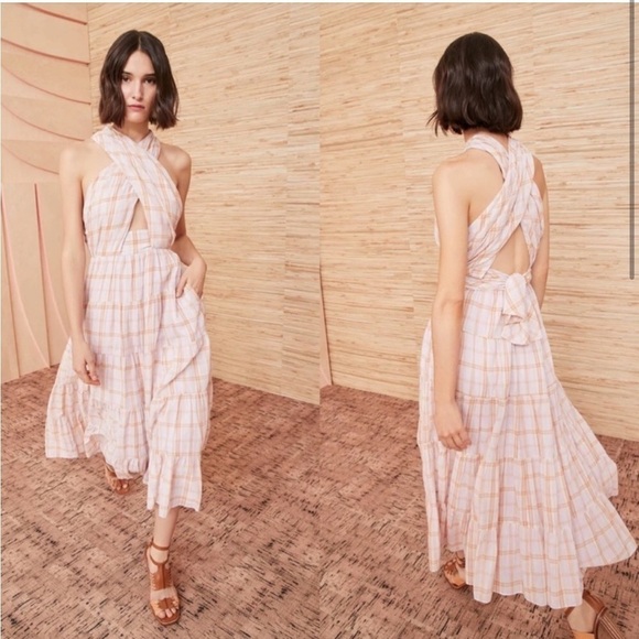 NWT Ulla Johnson Noelle dress lavender orange cross front open back bow 0 - Picture 2 of 11